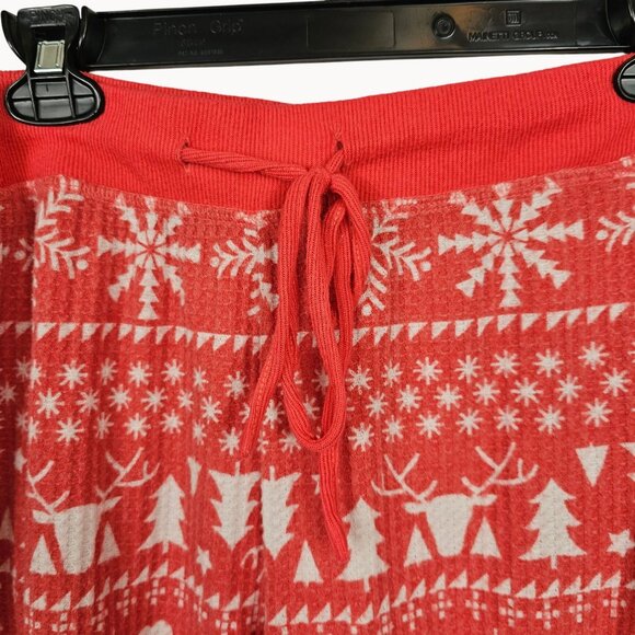Joyspun Pajama Pants Womens 2X Red/White Christmas Pattern Waffle Knit Tapered - Picture 3 of 11